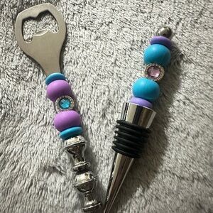 Colorful Beaded Bottle Opener and Stopper Set